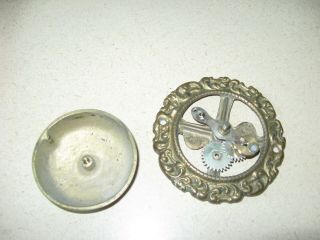 Vintage Brass Mechanical Door Bell Hand - Turn Key Ornate Victorian Doorbell parts 3