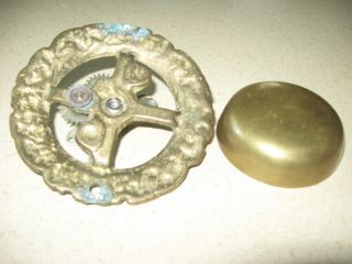 Vintage Brass Mechanical Door Bell Hand - Turn Key Ornate Victorian Doorbell parts 4