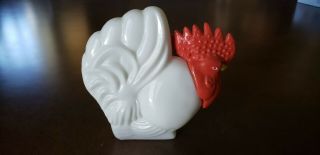 Vintage Avon Rooster Chicken White Glass Decanter Lotion Bottle Decor 5 Inch
