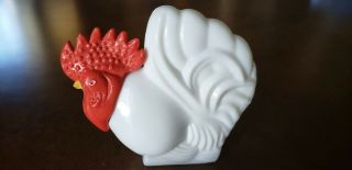 Vintage Avon Rooster Chicken White Glass Decanter Lotion Bottle Decor 5 Inch 2