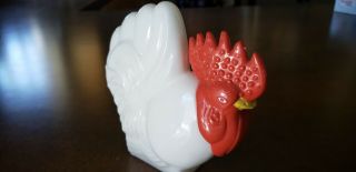 Vintage Avon Rooster Chicken White Glass Decanter Lotion Bottle Decor 5 Inch 4