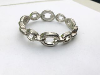 Vintage Silver White Metal Chain Link Hoop Loop Ladies Cuff Bangle Bracelet