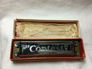 Vintage Contest A - 440 Harmonica Made In Germany W/ Box,  Key Of " C "