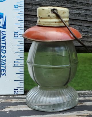 Vintage Glass T H Stough Metal Glass Lantern Candy Holder