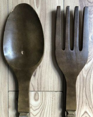 Extra Large African Hand Carved Vintage Wooden Spoon And Fork 70 cm length 2