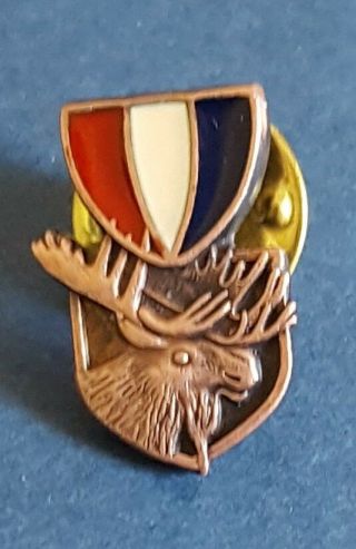 Vintage Loyal Order Of Moose Pin Copper Tone & Enamel Lodge Badge Lapel Tie Tack