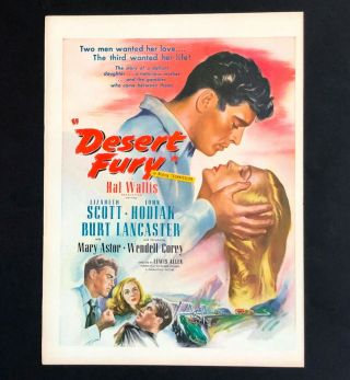 1947 Desert Fury Movie Advertisement Burt Lancaster Mary Astor Vintage Print Ad