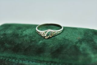 Vintage Art Deco Sterling Silver Heart Ring With Filigree Design Size N P513