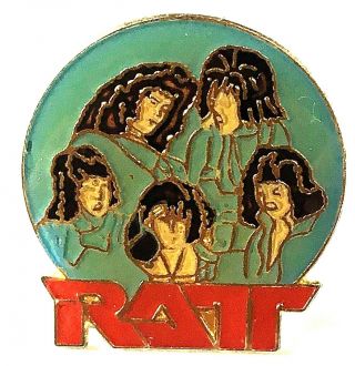 Ratt Old Og Vtg 1980`s Shaped Studded Enamel Metal Pin Badge (not Shirt Patch)