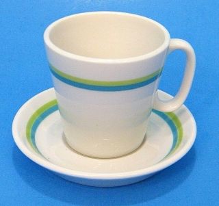 Vintage Retro Mod Aqua Green Shenango Form Coffee Cup & Saucer Resturant Ware