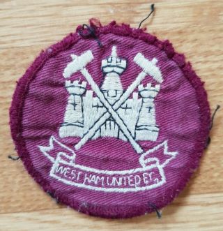 Vintage West Ham United Football Club 1970s Sew On Patch Cloth Embroidered Badge