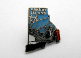 Rhode Island The Ocean State Colorful Enamel Hat Lapel Vintage Pin Tie Tack