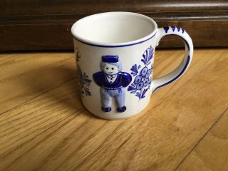 Vintage Delft Dutch Boy Coffee Cup Blue And White