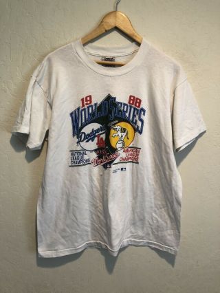 Vintage 1988 Los Angeles Dodgers Oakland A’s World Series T - Shirt Xl Fits Small
