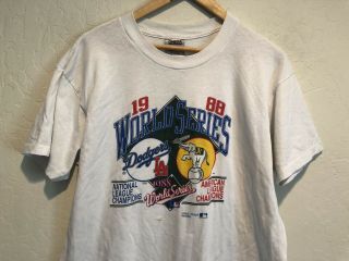 VINTAGE 1988 Los Angeles Dodgers Oakland A’s World Series T - Shirt XL Fits Small 2