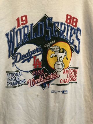 VINTAGE 1988 Los Angeles Dodgers Oakland A’s World Series T - Shirt XL Fits Small 3