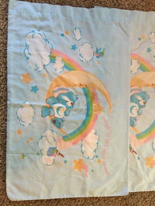 CARE BEARS 1980’s Pillowcase Set Of 2 Cotton Blend Rainbow Stars Vintage 2