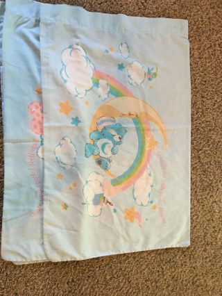 CARE BEARS 1980’s Pillowcase Set Of 2 Cotton Blend Rainbow Stars Vintage 3
