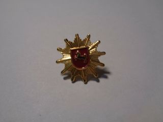 Vintage Gold Tone Lapel Pin w/Horse,  Red Shield Coat of Arms Crest = 3