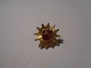 Vintage Gold Tone Lapel Pin w/Horse,  Red Shield Coat of Arms Crest = 4