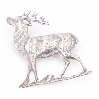 Vtg Sterling Silver - Deer Buck Elk Animal Brooch Pin - 5g