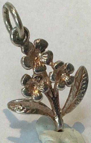 Lovely Rare Vintage Silver Bracelet Charm Of Forget Me Not Flowers