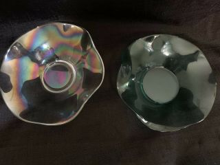 2 Vintage Dugan Carnival Glass Ruffle Bowls