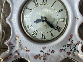Vintage 1978 Ceramic Electric Mantel Clock with Lanshire Movement,  Handpainted 4