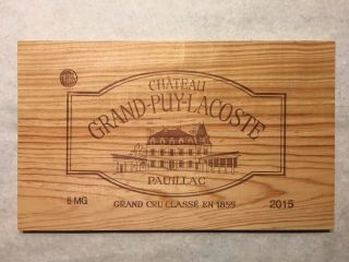 1 Rare Wine Wood Panel Château Grand Puy Lacoste Vintage Crate Box Side 7/19 624