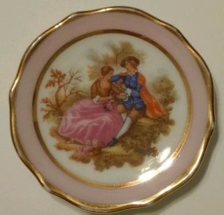 Vintage Limoges France Porcelaine Miniature Plate Courting Couple Fragonard 2 "