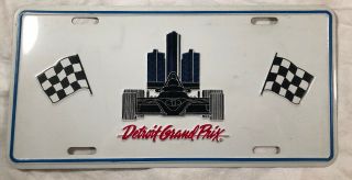 Vintage 1982 Detroit Grand Prix Metal License Plate Michigan Formula One F1