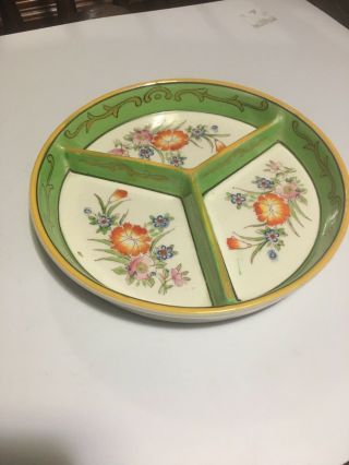 Vintage Japan Porcelain China Hand Painted Divided Serving Dish Relish Plate