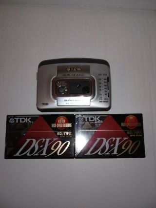 Vintage Aiwa Hs - Ta381 Walkman Cassette Tape Player Am/fm,  2 Cassette