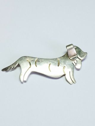 Vintage Mexico Taxco Sterling Silver 925 Dog Pin Brooch