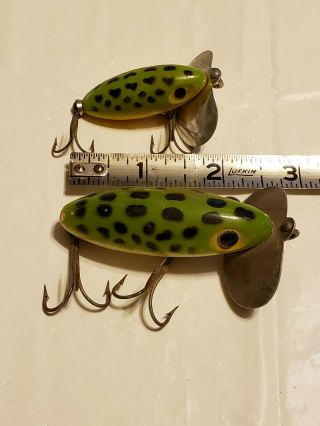 2 Vintage Fred Arbogast Jitterbug Fishing Lures Frog