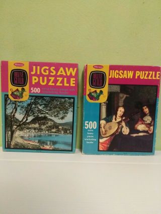 2 - 500pc.  Vintage Deluxe Guild Picture Puzzles Complete Whitman Publishing