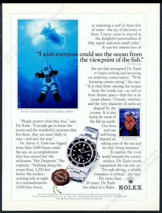 1992 Rolex Sea Dweller 4000 Watch Deep Sea Diver Diving Photo Vintage Print Ad