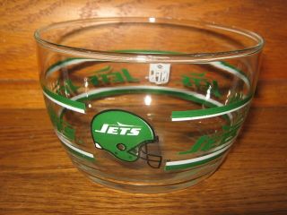 York Jets Football Nfl Vintage Glass Cereal Bowl Helmet Snack Dish
