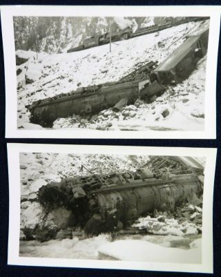 Vtg 1930s PHOTOS Denver Rio Grande Western 3607 Winter Mountain Snow Train Wreck 2