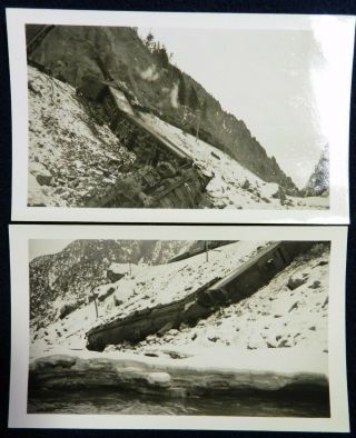 Vtg 1930s PHOTOS Denver Rio Grande Western 3607 Winter Mountain Snow Train Wreck 3