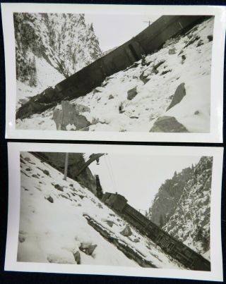 Vtg 1930s PHOTOS Denver Rio Grande Western 3607 Winter Mountain Snow Train Wreck 4