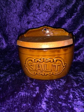 Primative Or Vintage Ceramic Salt Crock Salt Box