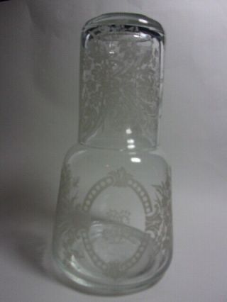 A Vintage Glass Carafe & Beaker,  Monogram,  