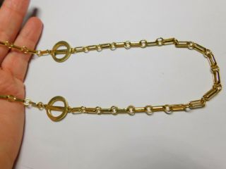 Gold Tone Metal Ring Linked Chain Flapper Length Necklace Vintage