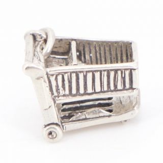 Vtg Sterling Silver - Sunwest Grocery Shopping Cart Bracelet Charm - 2.  5g