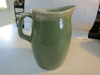 Vintage Hull Pottery Small Creamer Pitcher Green Avocado Drip Oven Proof Usa