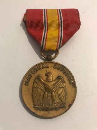 Wwii Miltary National Defense Medal Award Ribbon Pin Laurel Good Conduct Vtg