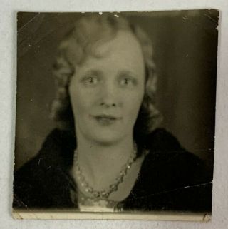 High Style Blonde Woman In The Photobooth,  Vintage Photo Snapshot
