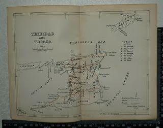 1901 Vintage Colonial Office Map Of Trinidad And Tobago