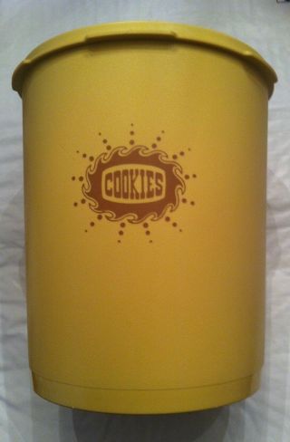 Cookies Canister,  Lid Vtg Tupperware 807 & 808 Gold / Yellow Container Rare